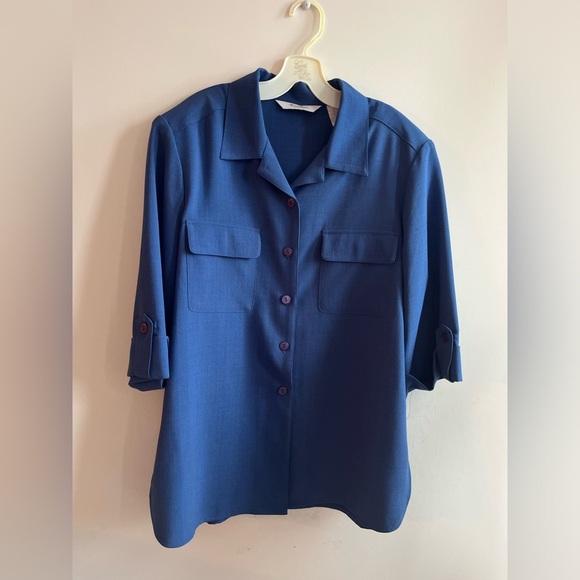 TanJay Blue Button-down Blouse size 10 - Picture 1 of 7